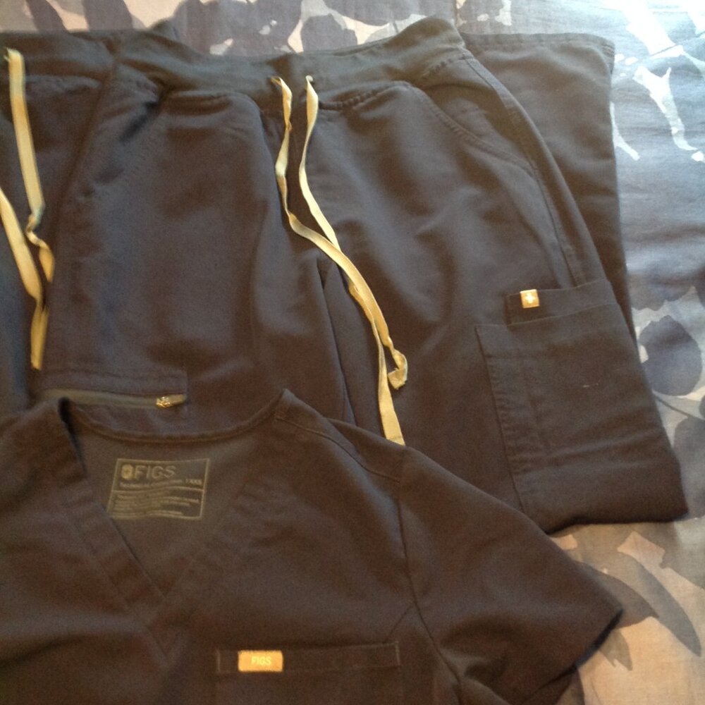 Figs Technical Collection Yola Scrubs Pants Set & Top Shirt Navy Blue XXS Lot - Picture 3 of 14